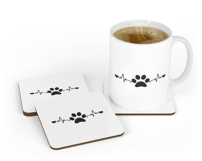 Paw Heartbeat - Funny Ceramic Novelty Mug & Coaster Coffee Tea Cup Dog Pet Lovers Gift