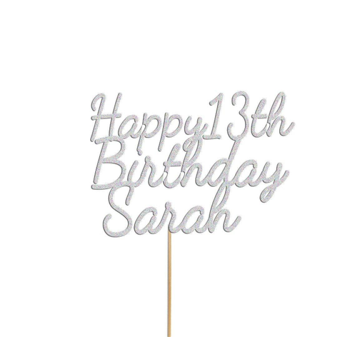 Personalised Glitter Birthday Cake Topper: Custom Name & Age