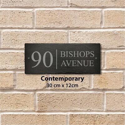Personalised Rectangle Slate Plaque Door Number House Name Contemporary Style