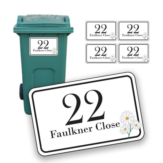 Personalised Wheelie Bin Stickers Road Dustbin Custom Name  Number Waterproof Vinyl Stickers