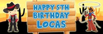 Personalised Cowboy Birthday Banners: Western Party Decoration (Set of 2)