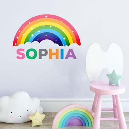 Personalised Rainbow Wall Sticker Name Decal Vinyl Girls Kids Nursery Bedroom