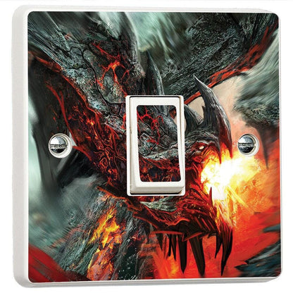 Dragon Fire Fantasy Apocalypse Light Switch Sticker Cover Vinyl Skin Wall Decal