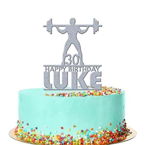 Personalised Acrylic Name Powerlifting Gym Boy Birthday Cake Topper Decoration