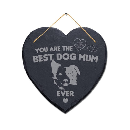 Happy Mothers Day You Are The Best Dog Mum Ever Oak Heart Plaque Slate Gift Sign