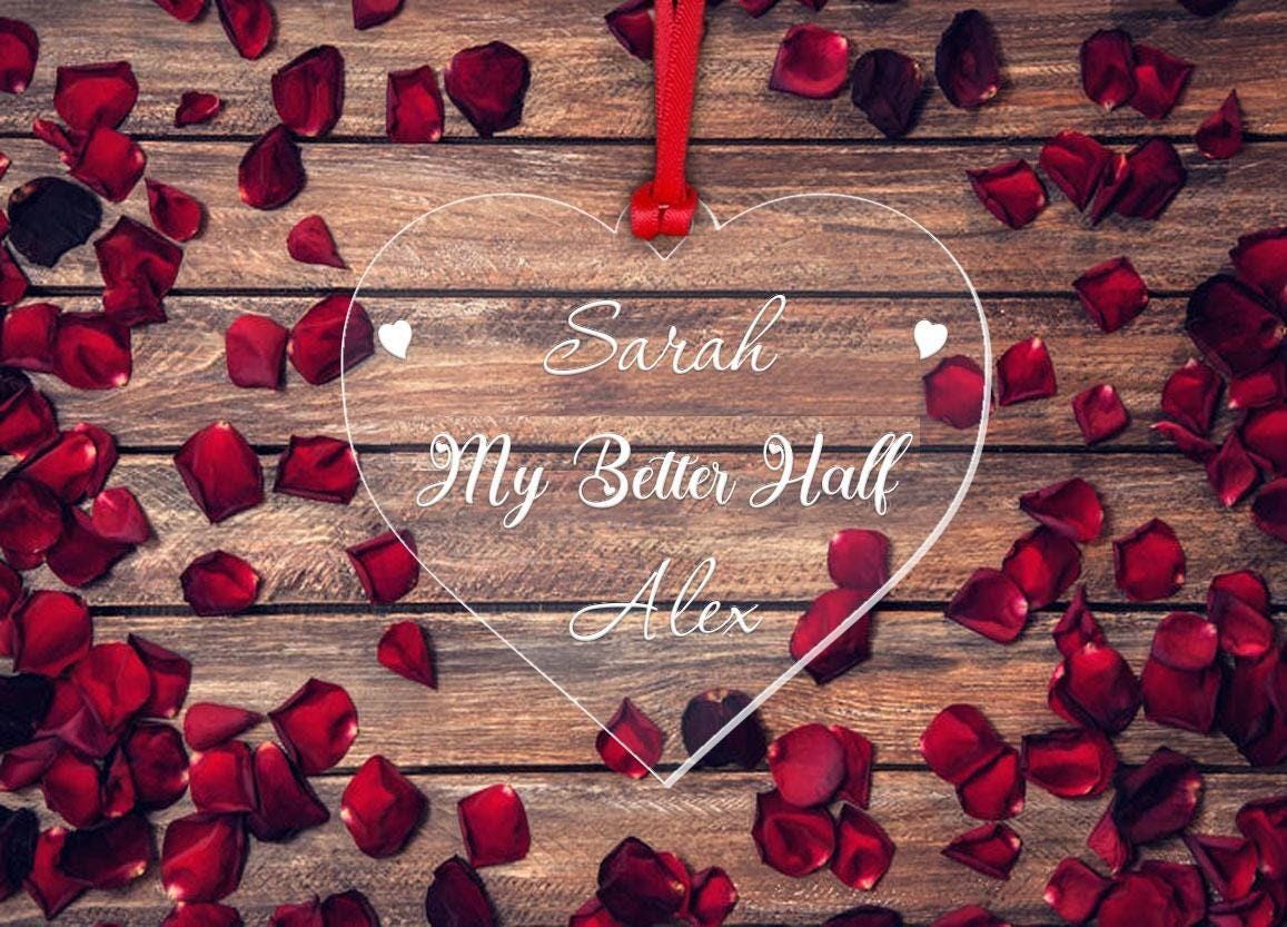 Personalised Bauble Christmas Couple Gift Valentines Day Wedding Heart Ornament