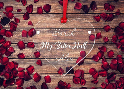 Personalised Bauble Christmas Couple Gift Valentines Day Wedding Heart Ornament