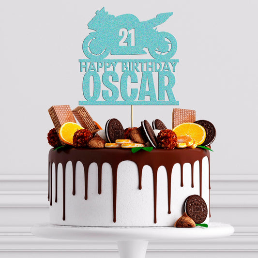 Custom Motorbike Racing Cake Topper Personalised Birthday Delight For Boys! Any Name & Age Included