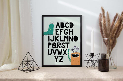 Monster Alphabet Nursery Art Print: Kids Wall Decor