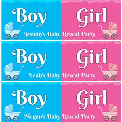 2x Personalised Baby Gender Reveal Banner: Boy or Girl Party Decoration