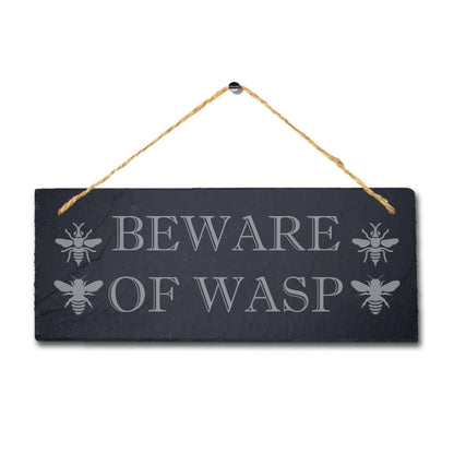 Beware Of Wasp Laser Engraved Hanging Slate Caution Home Decor Plaque Sign
