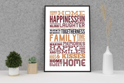 Home Sweet Home Happiness Inspirational Positive Thoughts Quote Poster Wall