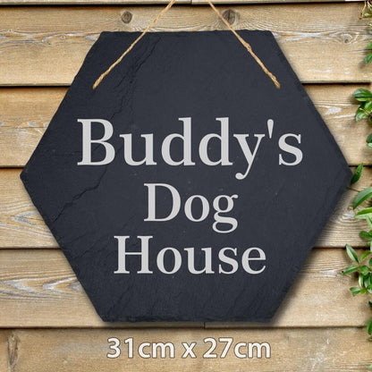 Personalised Pet Name Slate Sign Kennel Dog House Shed Door Engraved Plaque Gift