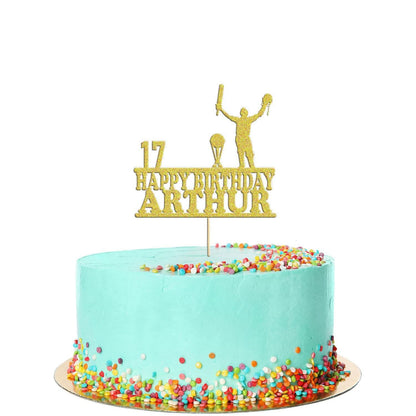 Personalised Cricket Birthday Cake Topper: Glitter Celebration Decor
