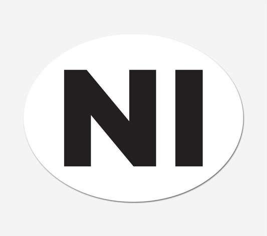 2 X Ni Car Stickers White Oval Self-adhesive Vinyl Car, Van, Lorry