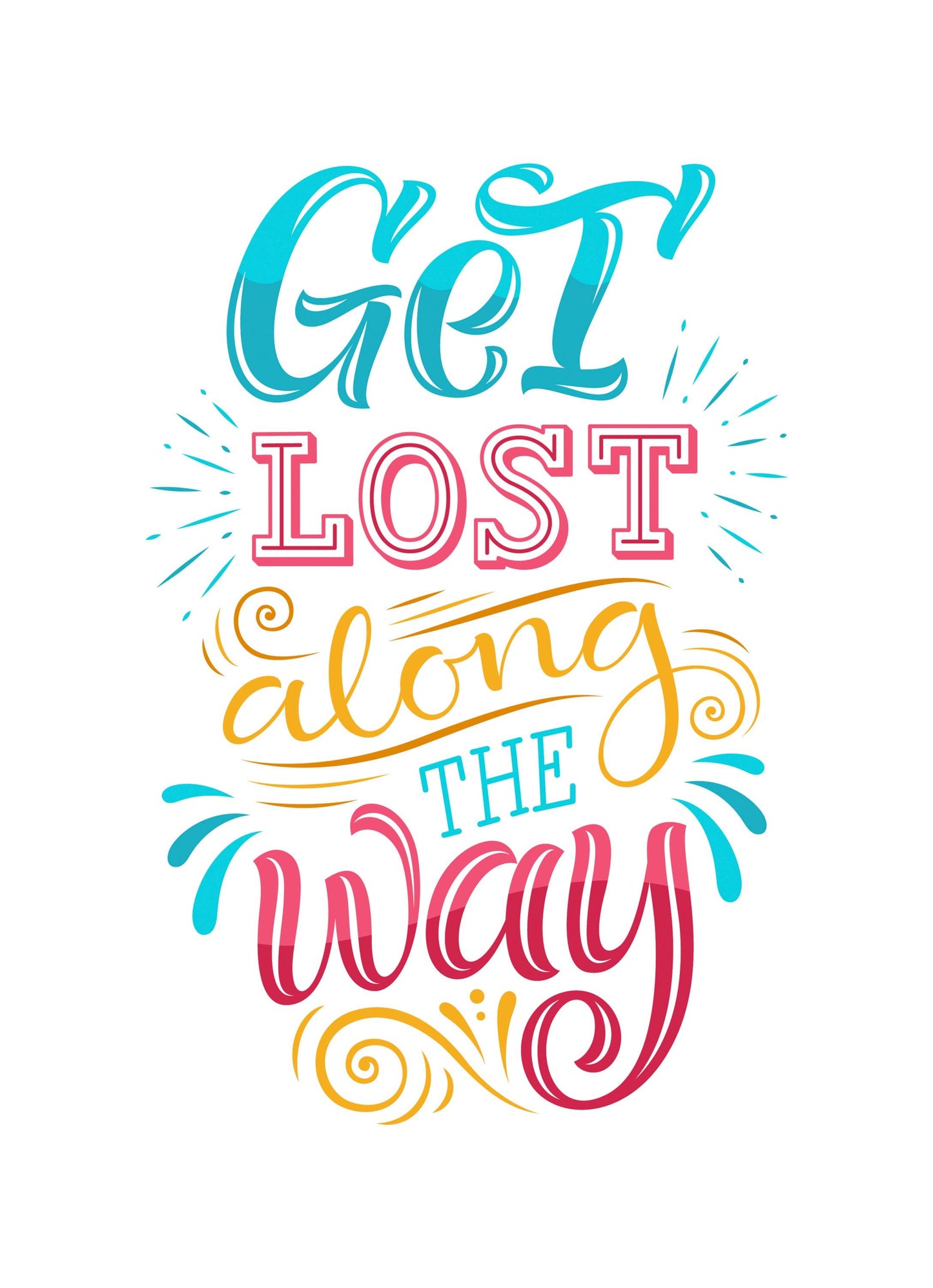 Get Lost Along The Way Inspirational Love Positive Quote Poster Wall