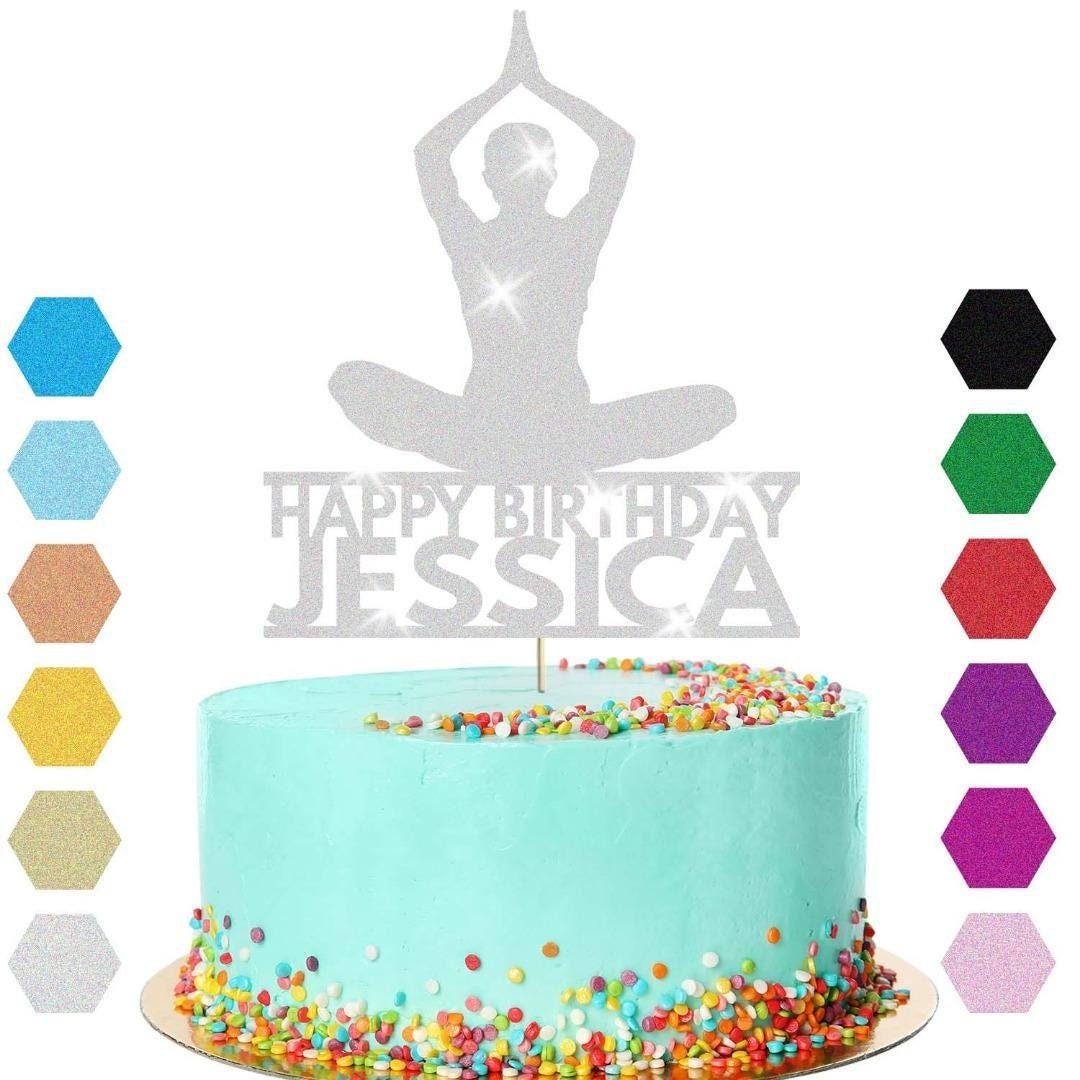 Yoga Cake Topper Personalised Girl Woman Birthday Cake Decoration Any Name & Age