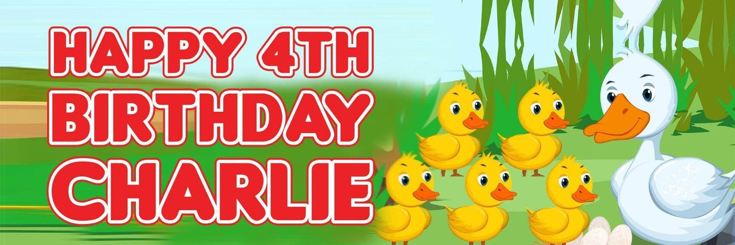 2 Personalised Five Little Ducks Birthday Celebration Banners Decoration Posters
