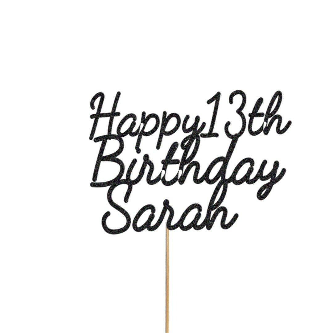 Personalised Glitter Birthday Cake Topper: Custom Name & Age