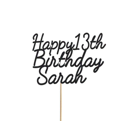 Personalised Glitter Birthday Cake Topper: Custom Name & Age