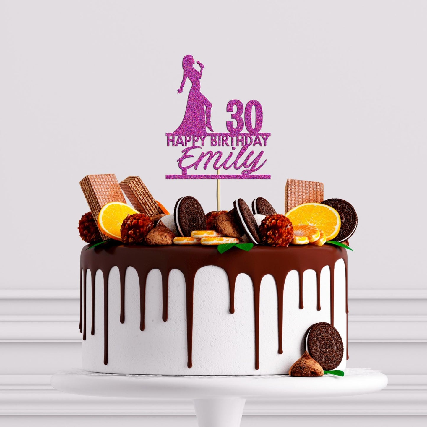 Custom Karaoke Girl Glitter Cake Topper: Personalised With any Name and Age Birthday Decor