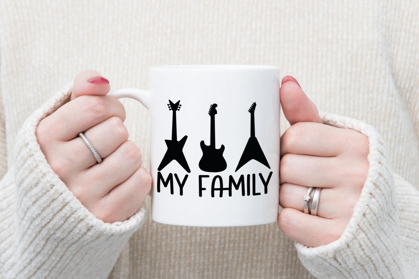My Family Mug & Coaster Set Guitar Rock Music Lover Birthday Friend Xmas Gift