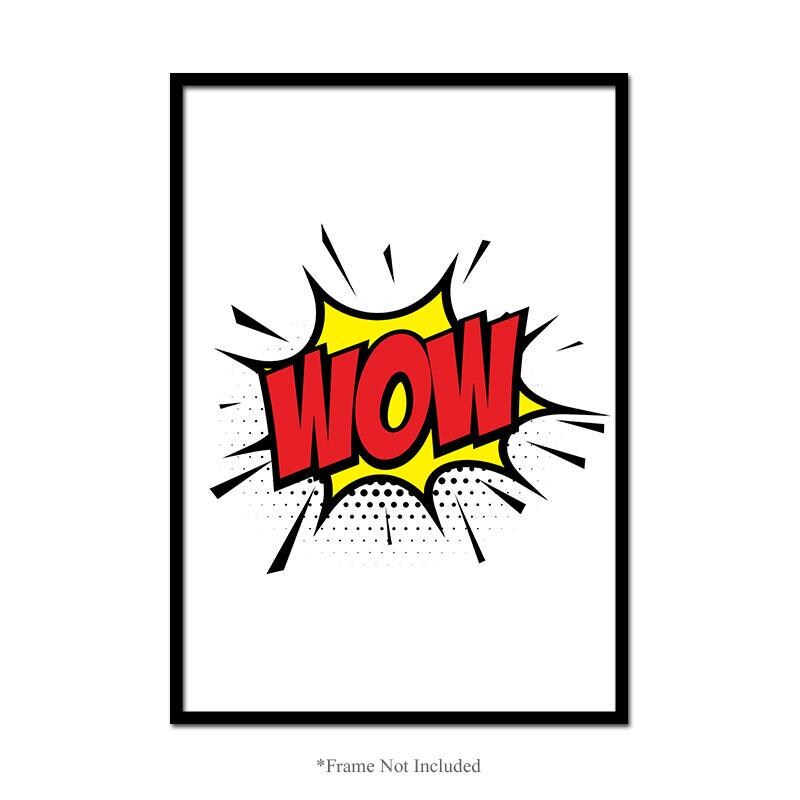 Wow Explosion Wall Poster Bedroom Comic Typography Art Nursery Print Decor