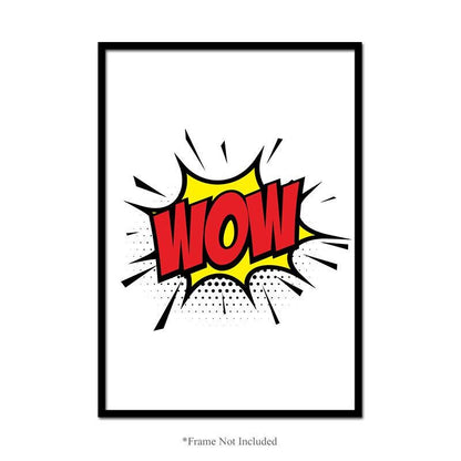 Wow Explosion Wall Poster Bedroom Comic Typography Art Nursery Print Decor