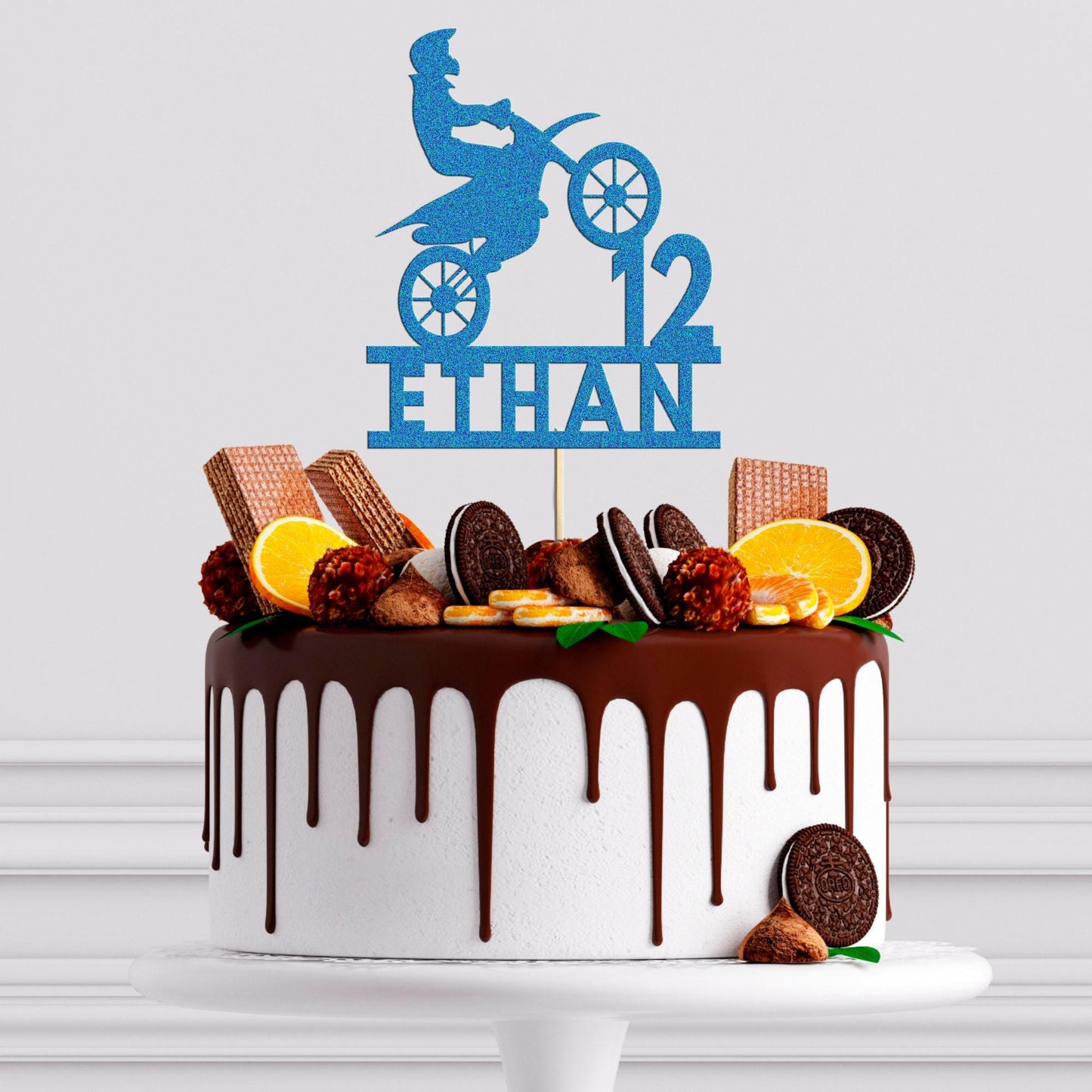 Motorbike Cake Topper Personalised Biker Birthday Cake Decoration Any Name & Age