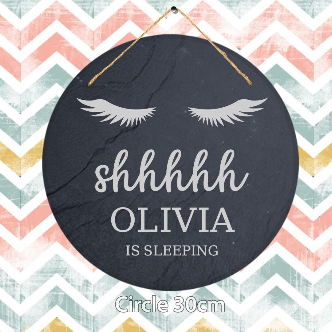 Personalised Baby Sleeping Slate Sign - Shhh New Baby Girl Gift