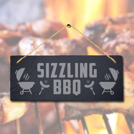 Sizzling Bbq Laser Engraved Hanging Slate Chicken Grilled Party Home Plaque Sign