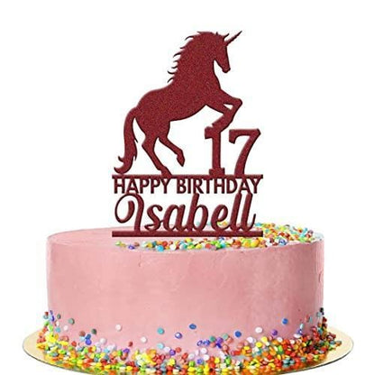 Personalised Acrylic Name Unicorn Horse Animal Birthday Cake Topper Decoration