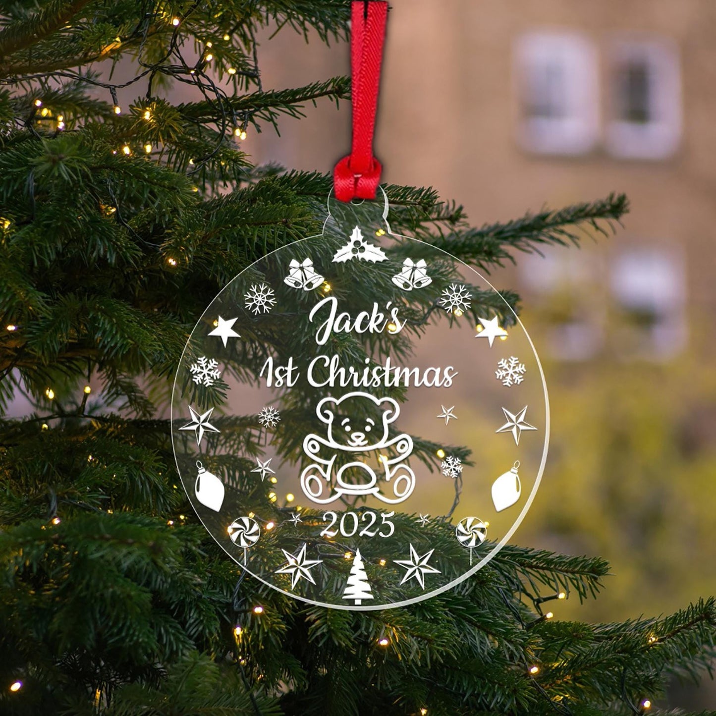 Personalised Babys First Christmas Bauble 1st Xmas Teddy Tree Decoration Gift