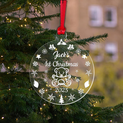Personalised Babys First Christmas Bauble 1st Xmas Teddy Tree Decoration Gift