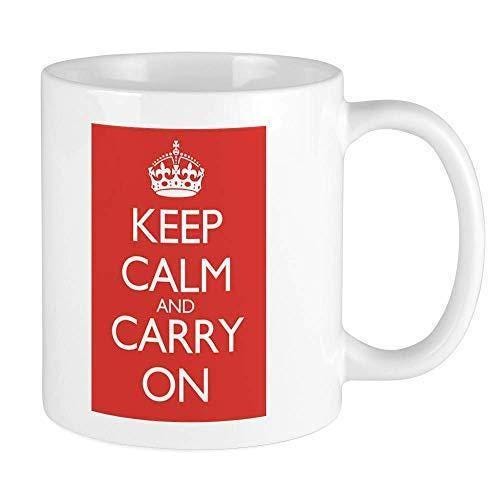 Red & White Keep Calm And Carry On Mug Unique Coffee Tea Cup Motivational Gift