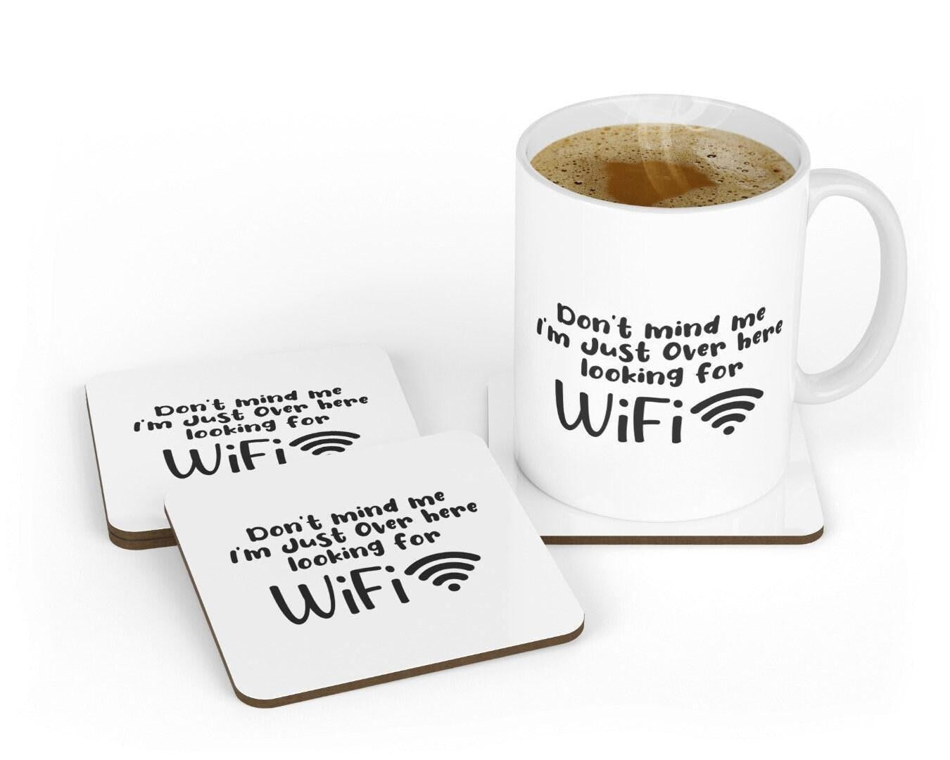 Looking For Wifi Mug & Coaster Set - Novelty Coffee Tea Cup Gift