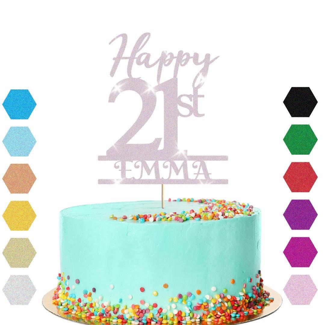Personalised Name 21st Birthday Glitter Cake Topper Party Cake Decorations Gift
