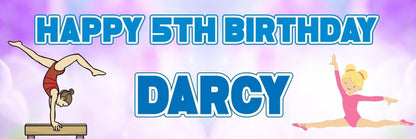 2 Personalised Gymnastic Birthday Party Celebration Banners Decoration Posters