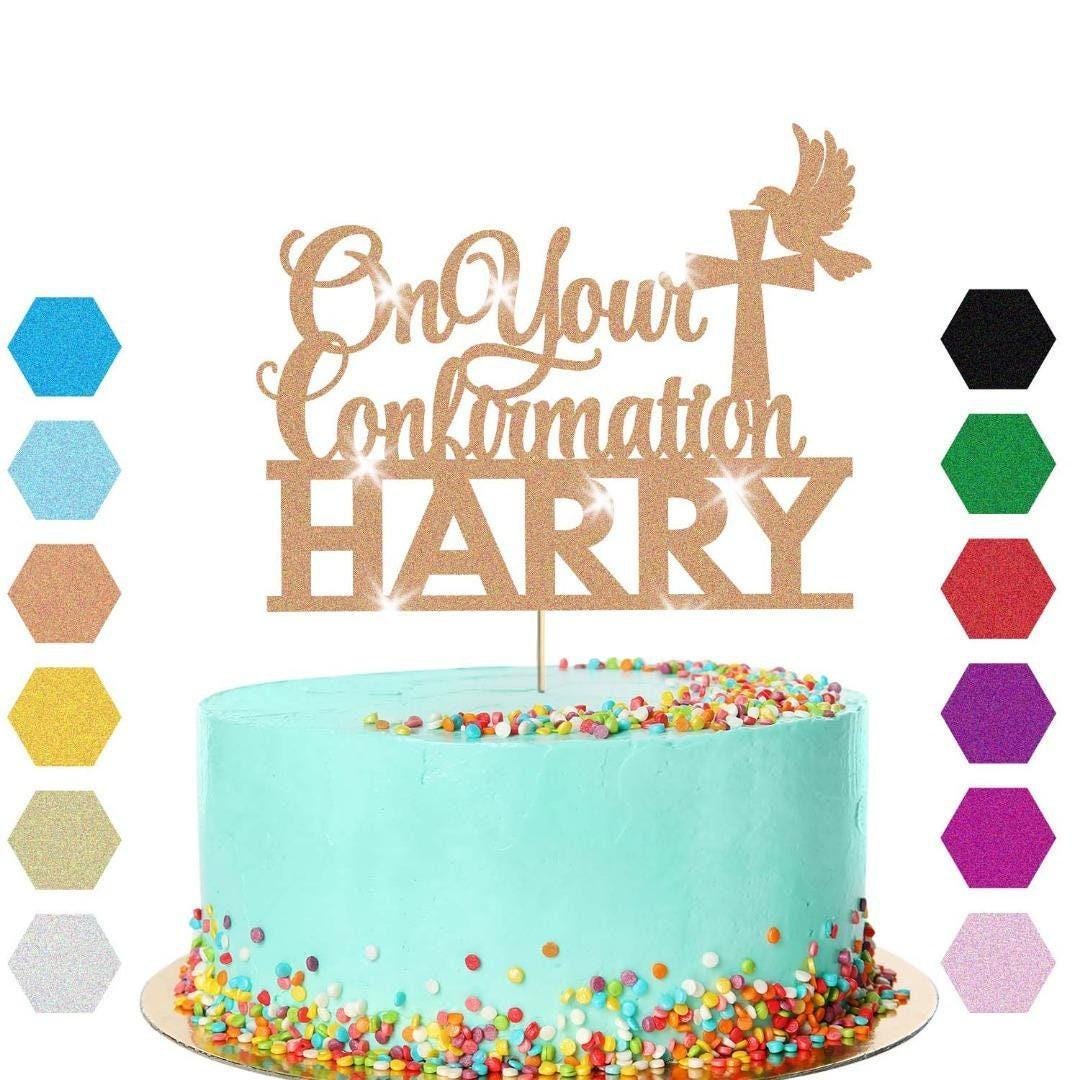Personalised On Your Confirmation Dove Cake Topper Congratulation Birthday Cake Any Name