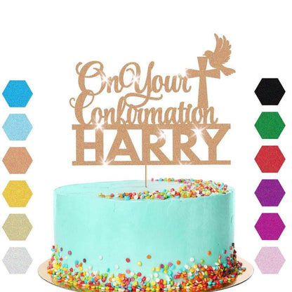 Personalised On Your Confirmation Dove Cake Topper Congratulation Birthday Cake Any Name