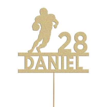 Personalised Rugby Cake Topper: Glitter Sports Fan Decoration
