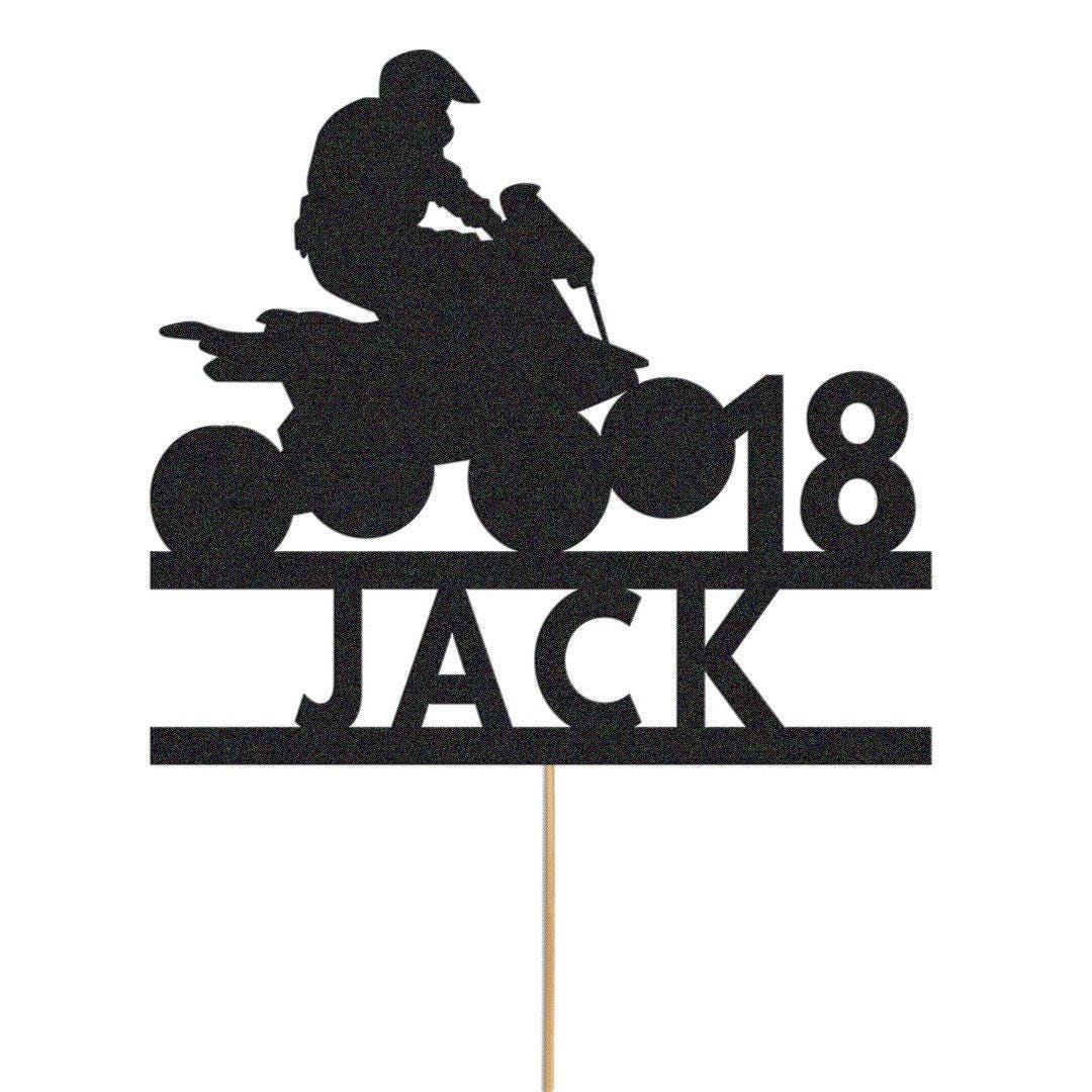 Personalised Quad Bike Glitter Cake Topper: Any Name & Age
