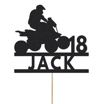 Personalised Quad Bike Glitter Cake Topper: Any Name & Age