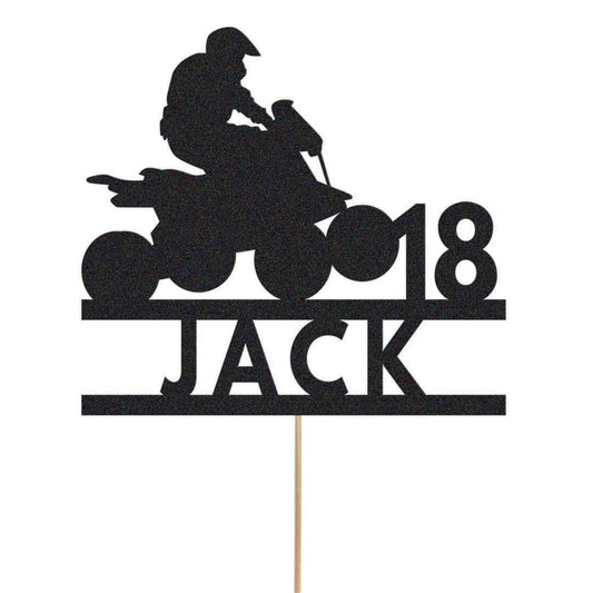 Personalised Quad Bike Glitter Cake Topper: Any Name & Age