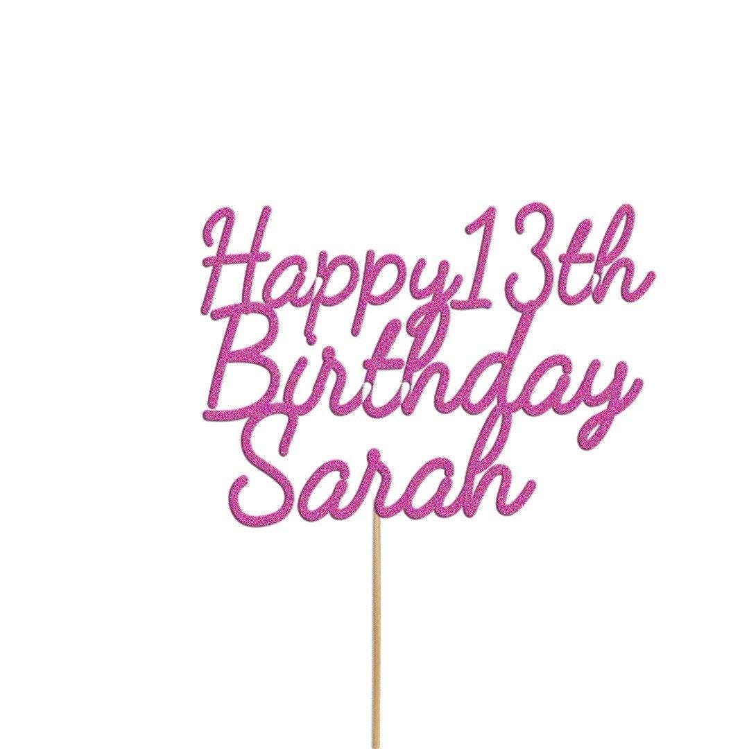 Personalised Glitter Birthday Cake Topper: Custom Name & Age