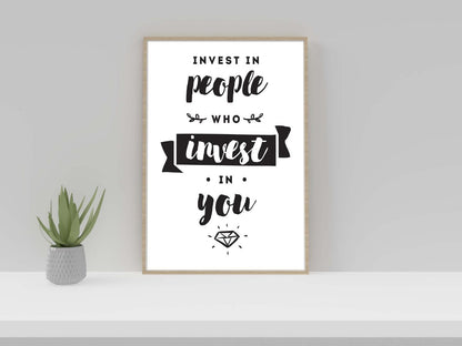 Inspirational Quote Poster: Invest In People - Office Wall Art