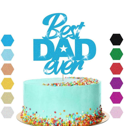Best Dad Ever Fathers Day Cake Topper Dad Daddy Party Glitter Cake Decoration