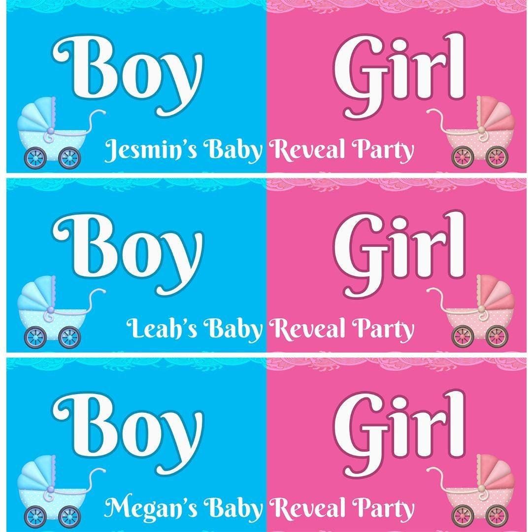 2x Personalised Baby Gender Reveal Banner: Boy or Girl Party Decoration