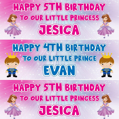 Personalised Little Prince/Princess Birthday Banner: Custom Name & Age (2-Pack)