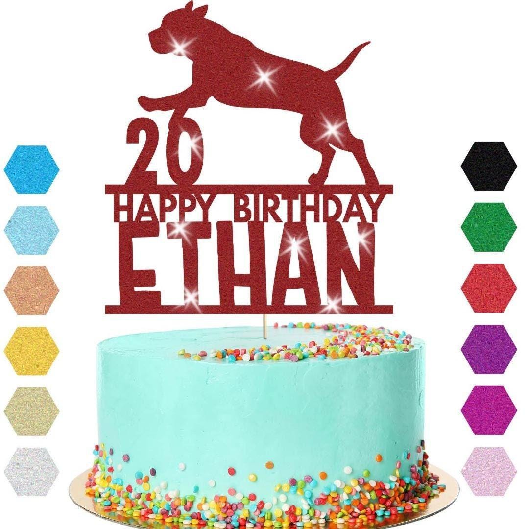 Dog Cake Topper Personalised Pup Puppy Doggy Birthday Decoration Any Name Age